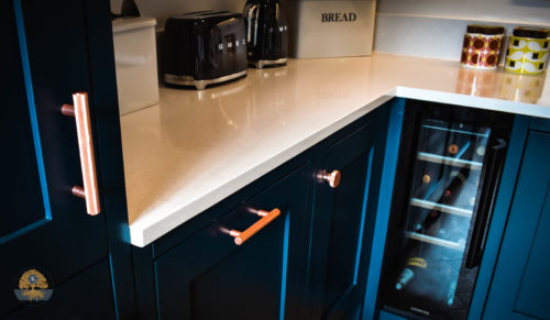 Inflame Hague Blue shaker Kitchen and bespoke joinery