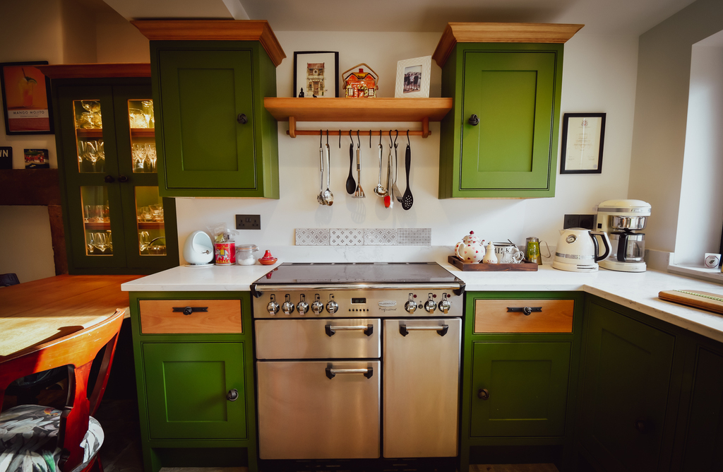 Joiner made kitchens designed and created. Birch ply wood cabinetry and hardwood shaker doors. Bespoke joinery Skipton