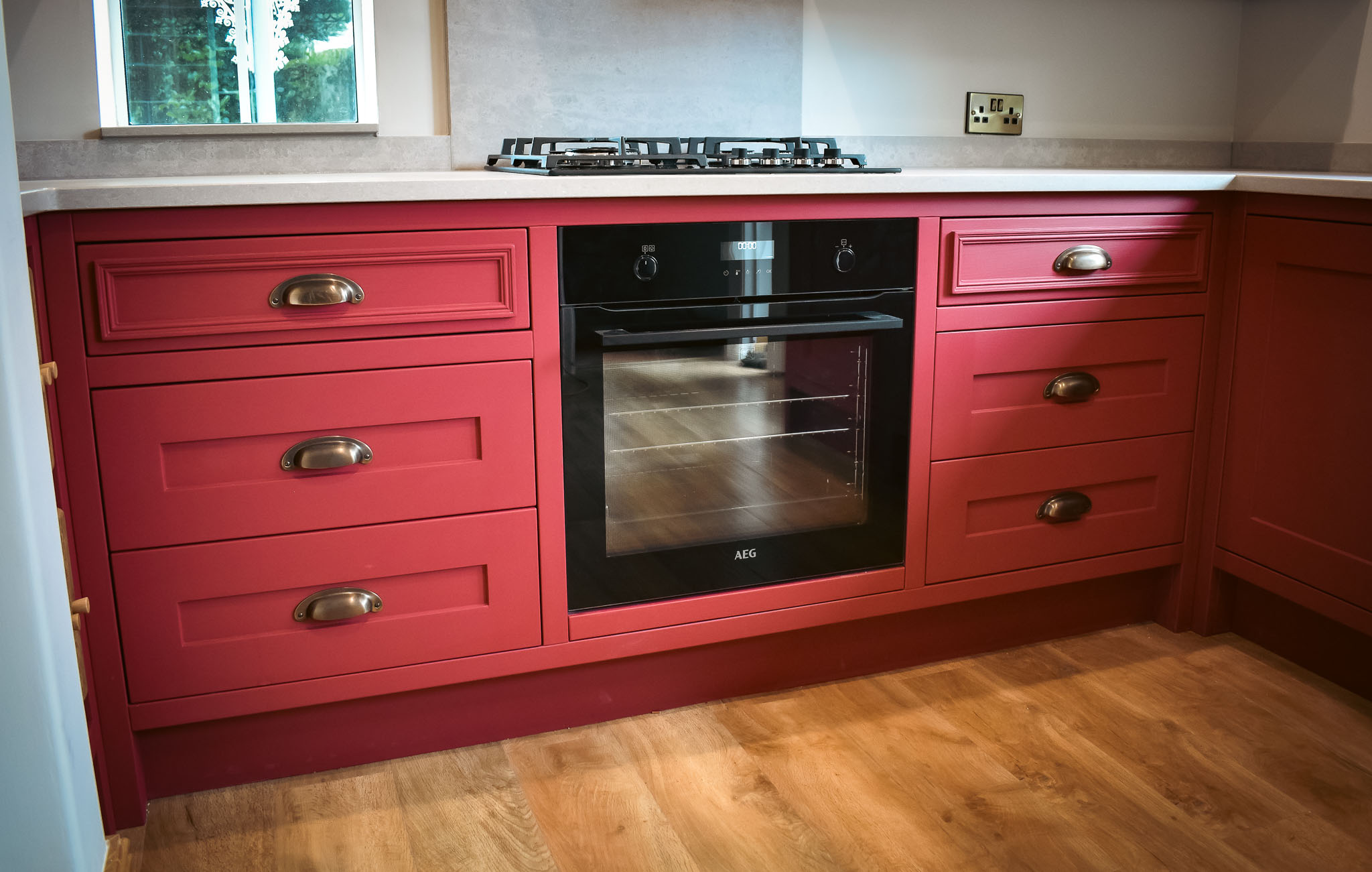 Handmade in frame shaker kitchen handprinted in Farrow and Ball