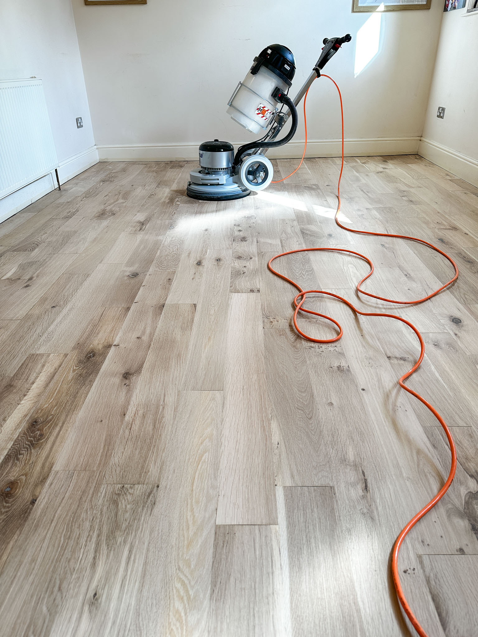Floor sanding and restoration of a solid oak floor in North Yorkshire