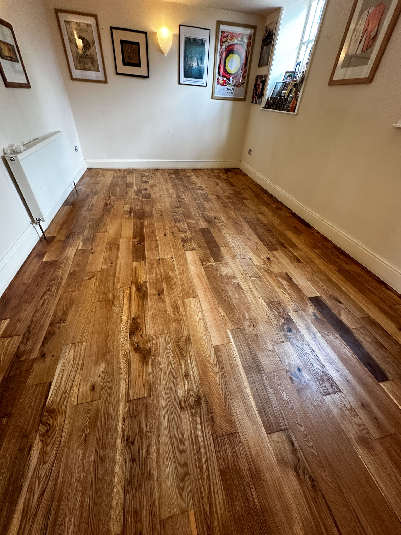 Floor sanding and restoration of a solid oak floor in North Yorkshire